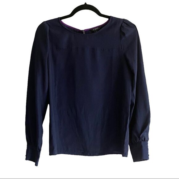 J. CREW Navy Blue Popover Blouse XS - Picture 1 of 7